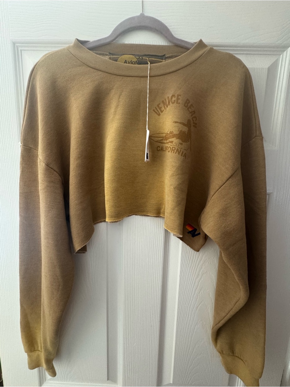 Aviator Nation NWT Women's Cropped Venice Beach Sweatshirt - Brown Fade